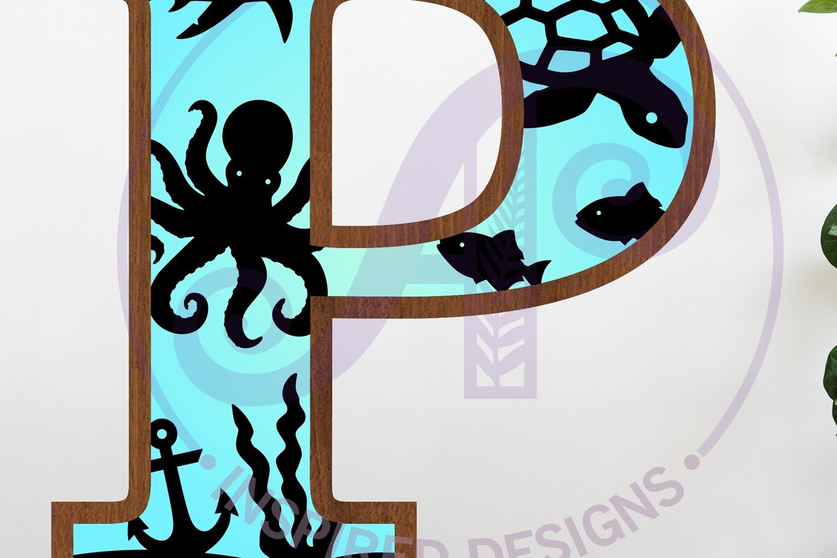 Intra απο ξύλο plywood 3mm-4mm πάχος – Ocean Large P Wall Letter 3 Layer Sign Δίασταση  40x30 cm INTRAFABR-123800528