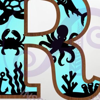 Intra απο ξύλο plywood 3mm-4mm πάχος – Ocean Large R Wall Letter 3 Layer Sign Δίασταση  40x30 cm INTRAFABR-123800677 - Image 1