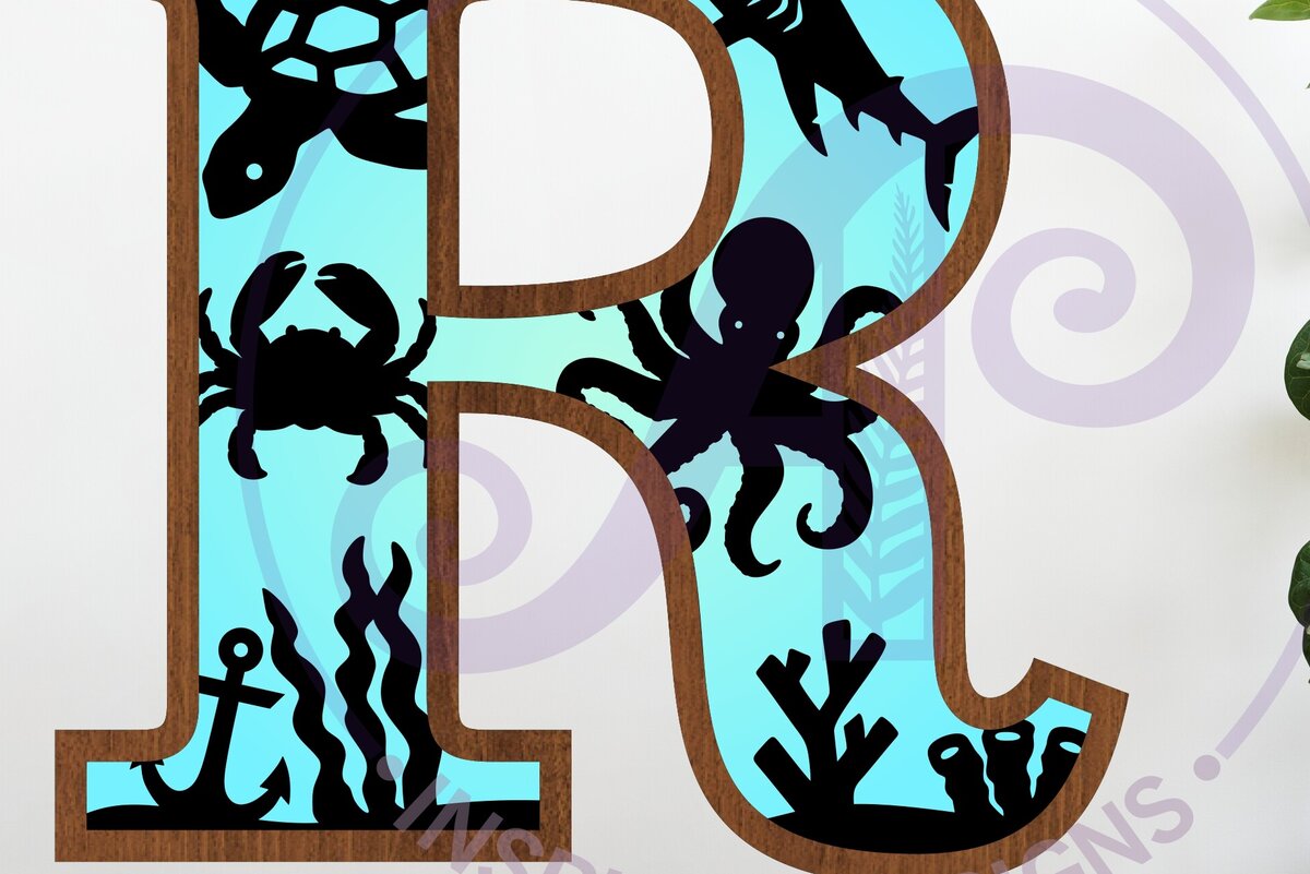 Intra απο ξύλο plywood 3mm-4mm πάχος – Ocean Large R Wall Letter 3 Layer Sign Δίασταση  40x30 cm INTRAFABR-123800677