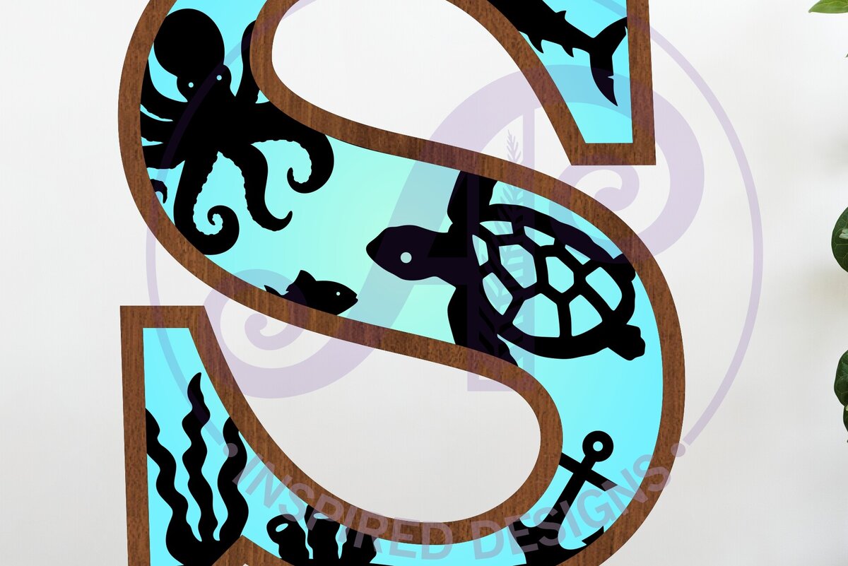 Intra απο ξύλο plywood 3mm-4mm πάχος – Ocean Large S Wall Letter 3 Layer Sign Δίασταση  40x30 cm INTRAFABR-123800568