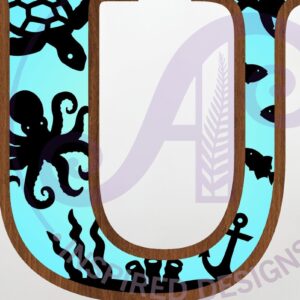 Intra απο ξύλο plywood 3mm-4mm πάχος – Ocean Large U Wall Letter επιγραφή 3 επιπέδων Δίασταση 20x20 cm INTRAFABR-123800587