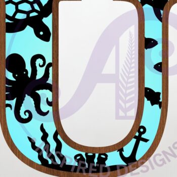 Intra απο ξύλο plywood 3mm-4mm πάχος – Ocean Large U Wall Letter επιγραφή 3 επιπέδων Δίασταση 20x20 cm INTRAFABR-123800587 - Image 1