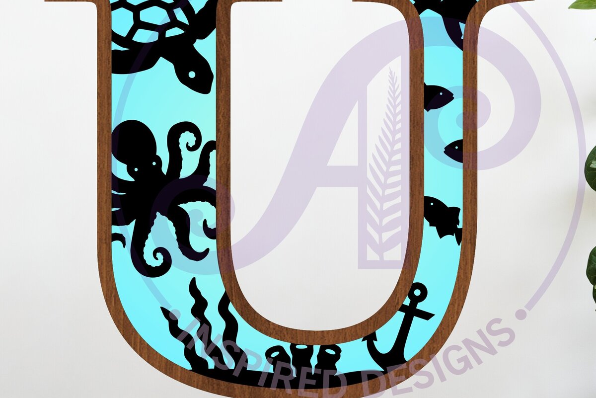 Intra απο ξύλο plywood 3mm-4mm πάχος – Ocean Large U Wall Letter επιγραφή 3 επιπέδων Δίασταση  20x20 cm INTRAFABR-123800587