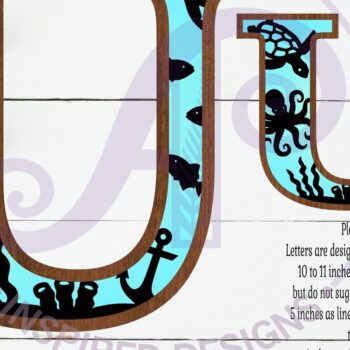 Intra απο ξύλο plywood 3mm-4mm πάχος – Ocean Large U Wall Letter επιγραφή 3 επιπέδων Δίασταση 20x20 cm INTRAFABR-123800587 - Image 2