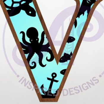 Intra απο ξύλο plywood 3mm-4mm πάχος – Ocean Large V Wall Letter 3 Layer Sign Δίασταση  40x30 cm INTRAFABR-123800598 - Image 1