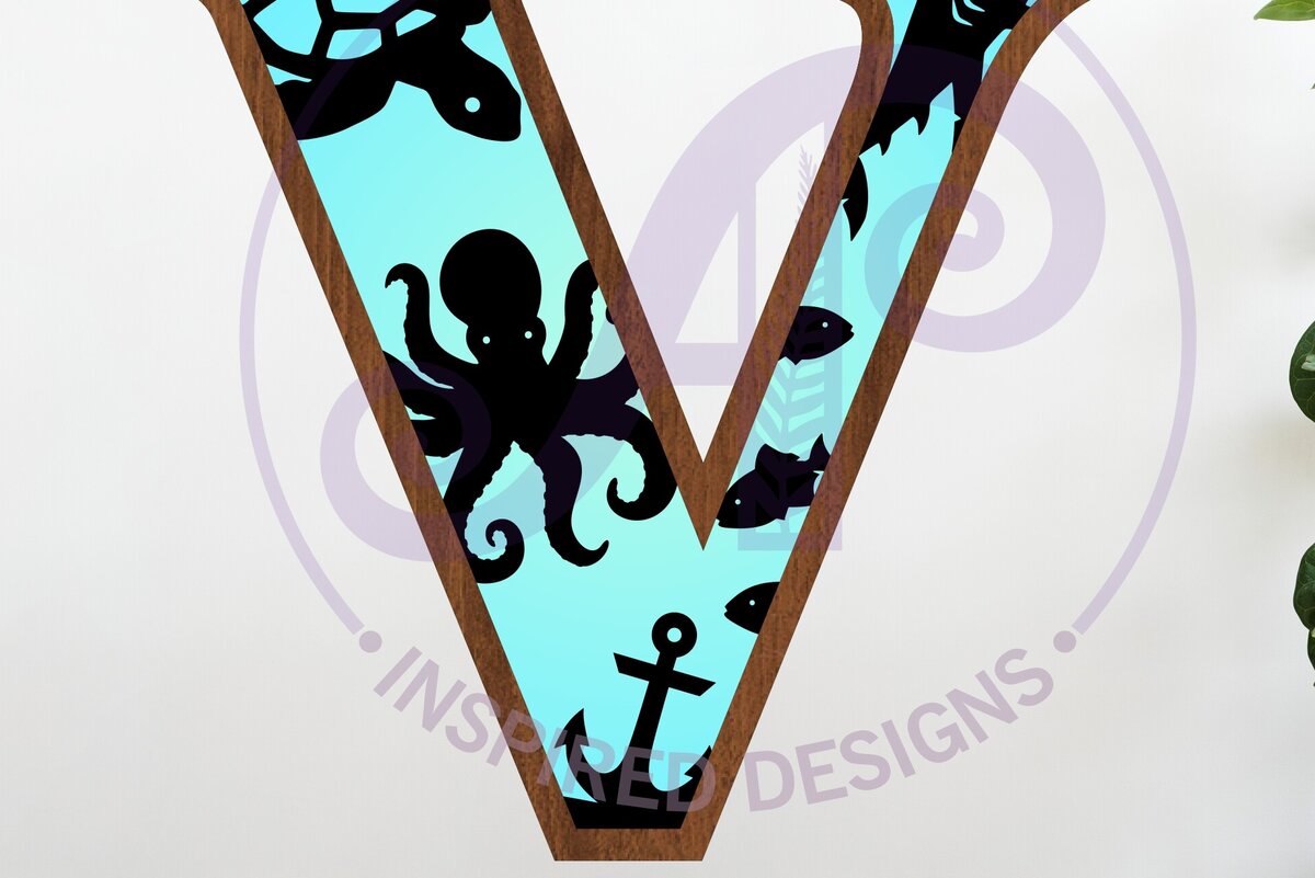 Intra απο ξύλο plywood 3mm-4mm πάχος – Ocean Large V Wall Letter 3 Layer Sign Δίασταση  40x30 cm INTRAFABR-123800598