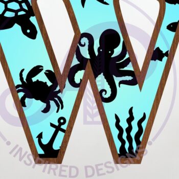 Intra απο ξύλο plywood 3mm-4mm πάχος – Ocean Large W επιστολή τοίχου 3 επιπέδων Δίασταση  40x30 cm INTRAFABR-123800606 - Image 1