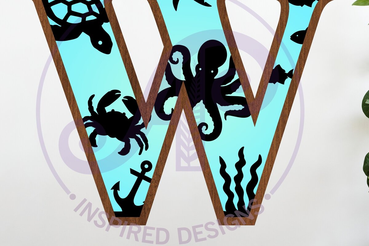 Intra απο ξύλο plywood 3mm-4mm πάχος – Ocean Large W επιστολή τοίχου 3 επιπέδων Δίασταση  40x30 cm INTRAFABR-123800606