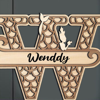 Intra απο ξύλο plywood 3mm-4mm πάχος – Δώρο αλφάβητου Ocean Laser Letter W Δίασταση  20x20 cm INTRAFABR-122680282 - Image 1