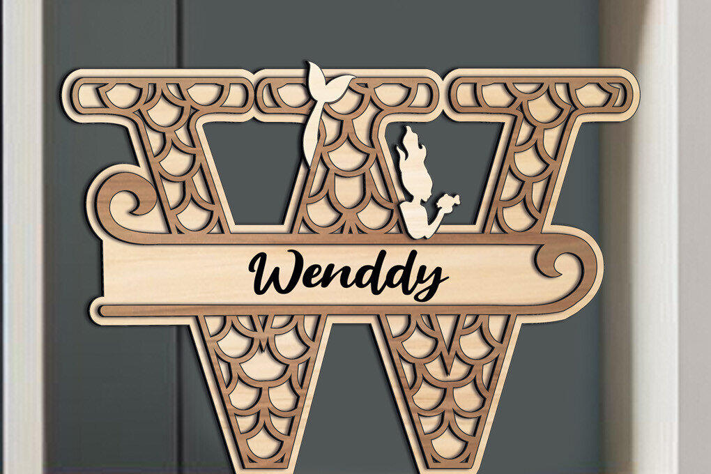 Intra απο ξύλο plywood 3mm-4mm πάχος – Δώρο αλφάβητου Ocean Laser Letter W Δίασταση  20x20 cm INTRAFABR-122680282