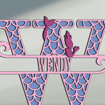 Intra απο ξύλο plywood 3mm-4mm πάχος – Δώρο αλφάβητου Ocean Laser Letter W Δίασταση  20x20 cm INTRAFABR-122680282 - Image 2