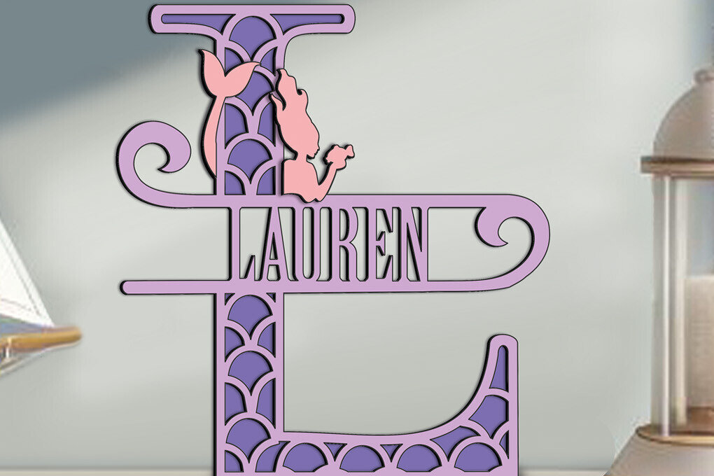 Intra απο ξύλο plywood 3mm-4mm πάχος – Ocean Letter L Alphabet Laser Design Δίασταση  40x30 cm INTRAFABR-122554331