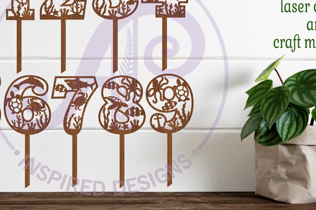 Intra απο ξύλο plywood 3mm-4mm πάχος – Ocean Number Cake Toppers Δίασταση  20x20 cm INTRAFABR-94583652