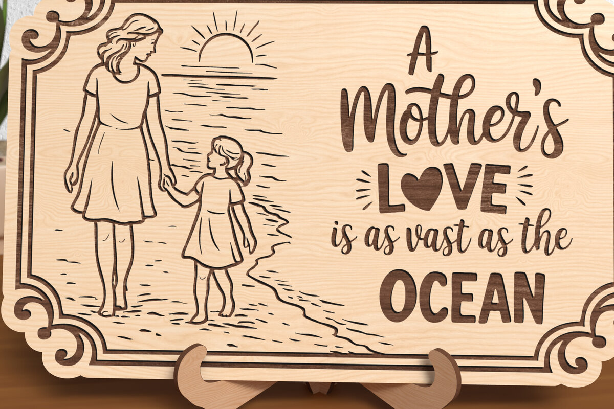 Intra απο ξύλο plywood 3mm-4mm πάχος – Ocean of Love – Πλακέτα για την Ημέρα της Μητέρας Δίασταση  20x20 cm INTRAFABR-119421060