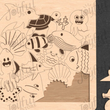 Intra απο ξύλο plywood 3mm-4mm πάχος – Ocean Puzzle | Παιχνίδι θαλάσσιων ζώων Δίασταση  20x20 cm INTRAFABR-122886133 - Image 1