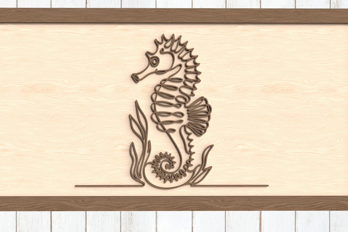 Intra απο ξύλο plywood 3mm-4mm πάχος – Ocean Seahorse Wall Decor Δίασταση  20x20 cm INTRAFABR-123096661