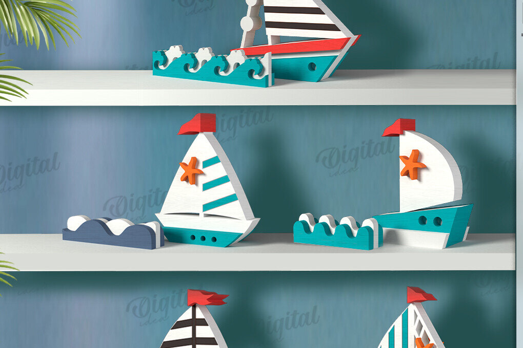 Intra απο ξύλο plywood 3mm-4mm πάχος – Ocean Shelf Sitters Bundle Cut Laser Δίασταση  20x20 cm INTRAFABR-121439650