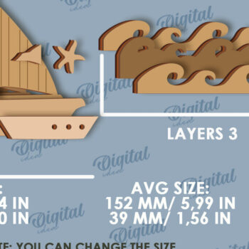 Intra απο ξύλο plywood 3mm-4mm πάχος – Ocean Shelf Sitters Bundle Cut Laser Δίασταση  20x20 cm INTRAFABR-121439650 - Image 2