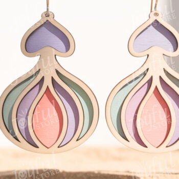 Intra απο ξύλο plywood 3mm-4mm πάχος – Σκουλαρίκια Ocean SquLayered Δίασταση  5x5 cm INTRAFABR-122222779 - Image 1