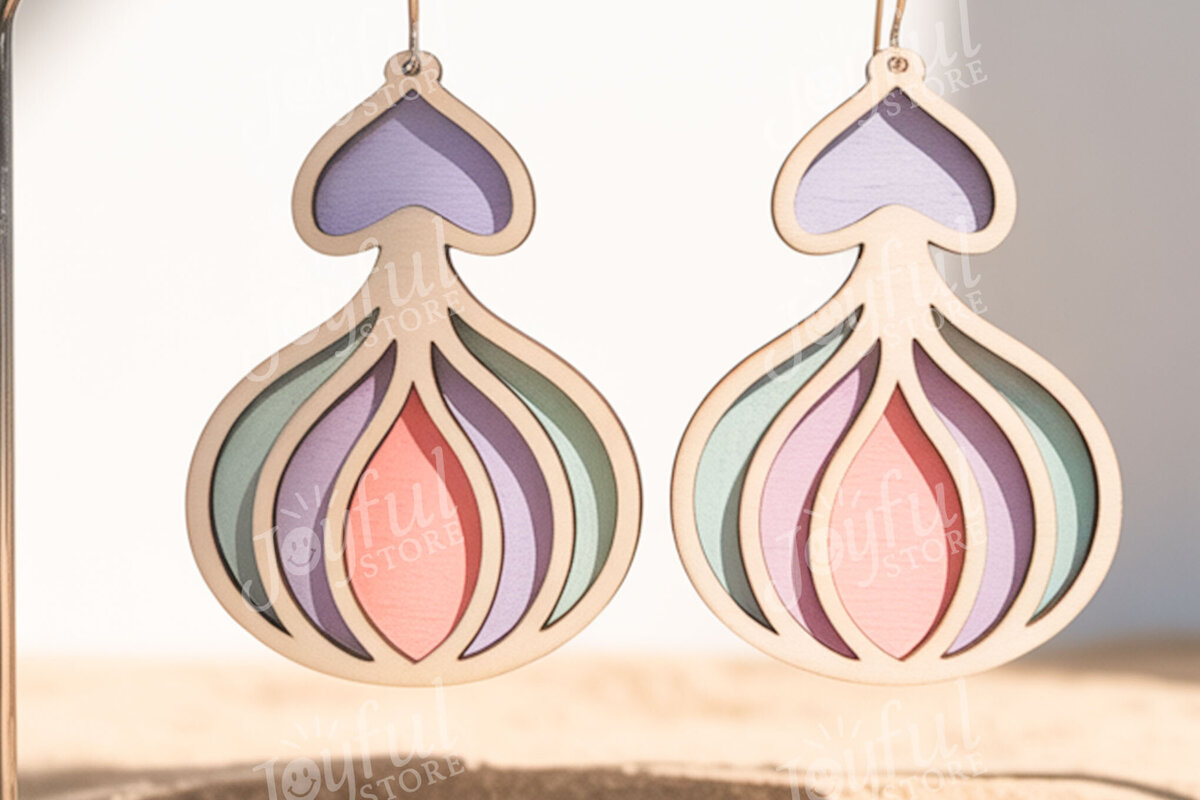 Intra απο ξύλο plywood 3mm-4mm πάχος – Σκουλαρίκια Ocean SquLayered Δίασταση  5x5 cm INTRAFABR-122222779