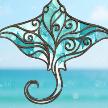 Intra απο ξύλο plywood 3mm-4mm πάχος – Ocean Stingray Suncatcher Δίασταση  20x20 cm INTRAFABR-123025443 - Image 1