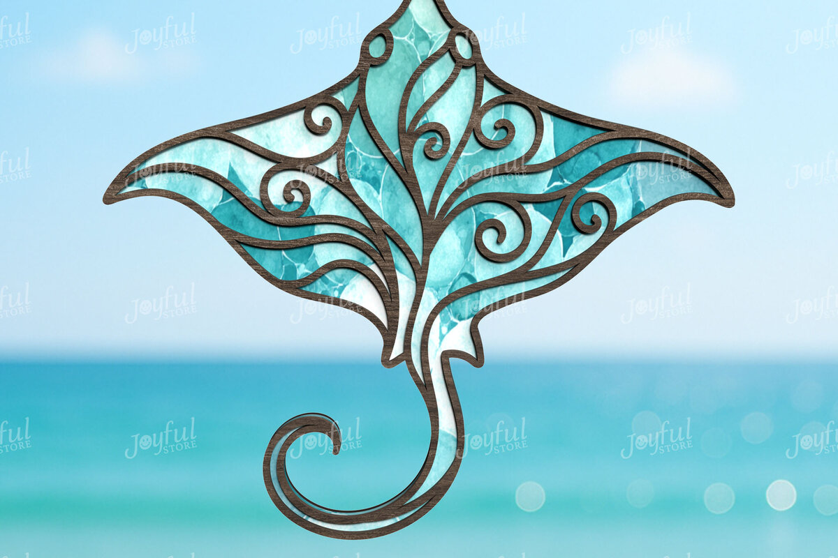 Intra απο ξύλο plywood 3mm-4mm πάχος – Ocean Stingray Suncatcher Δίασταση  20x20 cm INTRAFABR-123025443