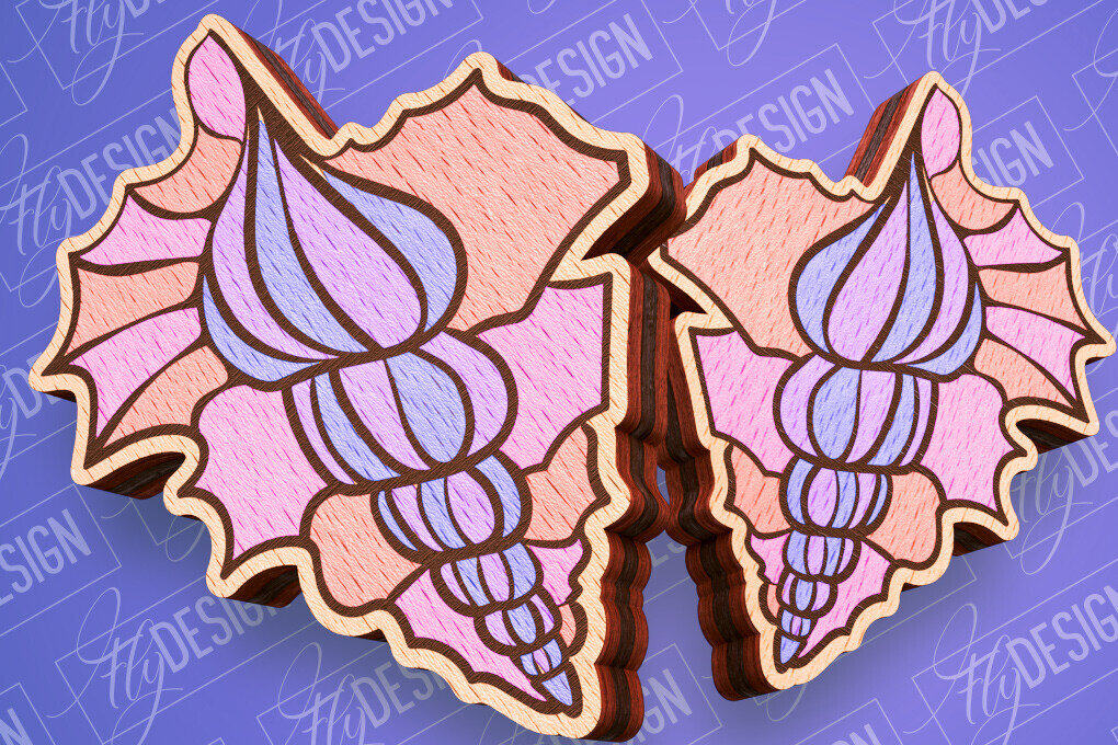 Intra απο ξύλο plywood 3mm-4mm πάχος – Ocean Stud Earrings| Αρχείο CNC Δίασταση  5x5 cm INTRAFABR-93007269