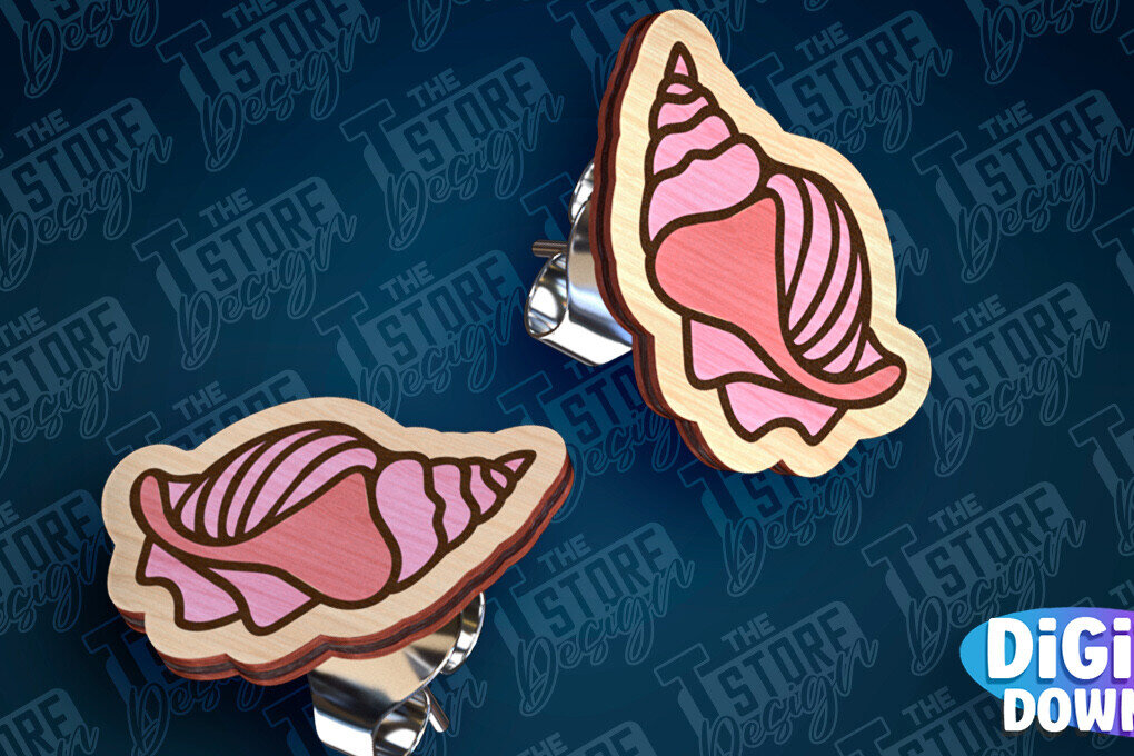 Intra απο ξύλο plywood 3mm-4mm πάχος – Ocean Stud Earrings| Αρχείο CNC Δίασταση  5x5 cm INTRAFABR-93012436