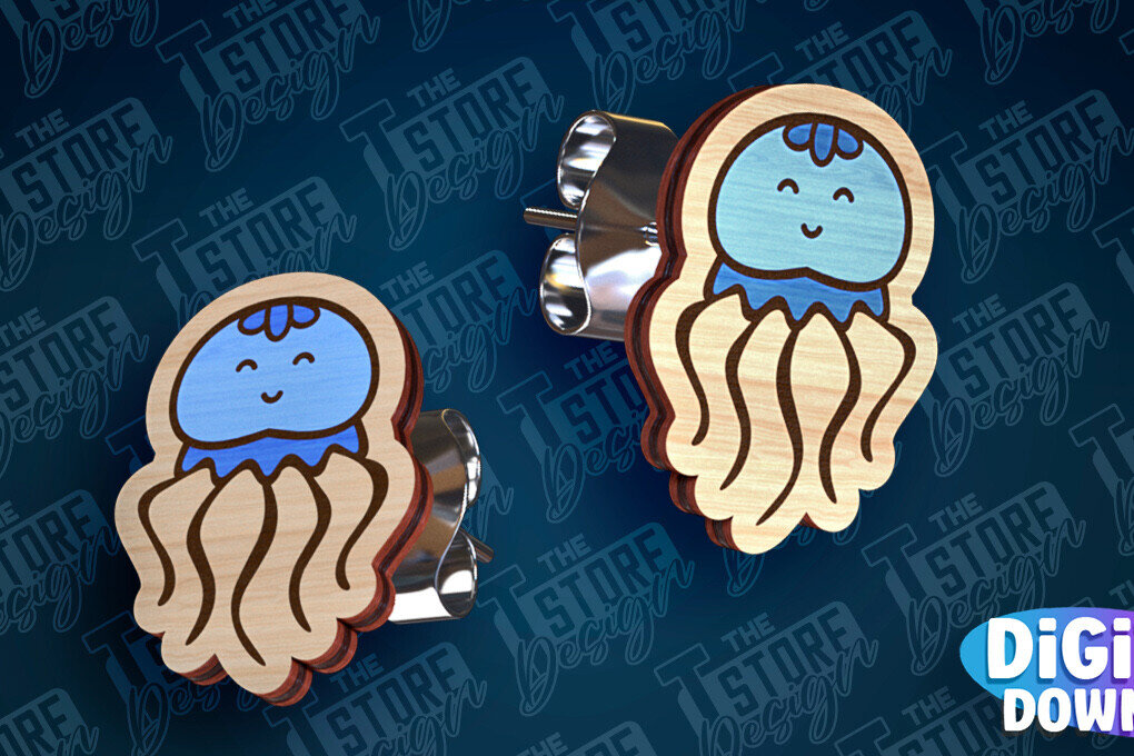 Intra απο ξύλο plywood 3mm-4mm πάχος – Ocean Stud Earrings| Αρχείο CNC Δίασταση  5x5 cm INTRAFABR-93012454