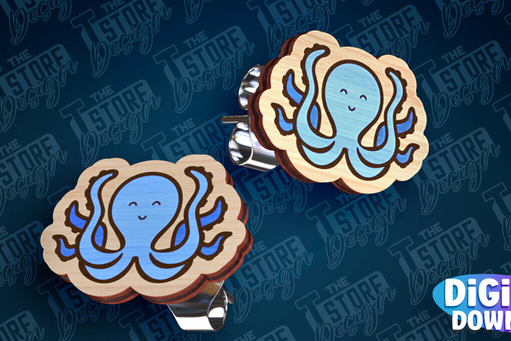 Intra απο ξύλο plywood 3mm-4mm πάχος – Ocean Stud Earrings| Αρχείο CNC Δίασταση  5x5 cm INTRAFABR-93012538