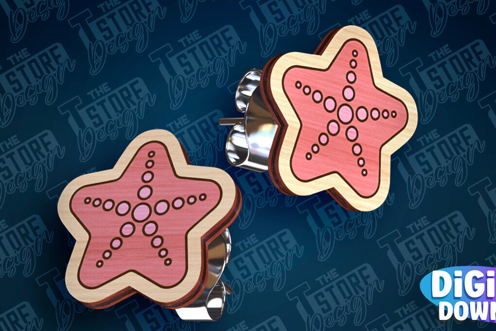 Intra απο ξύλο plywood 3mm-4mm πάχος – Ocean Stud Earrings| Αρχείο CNC Δίασταση  5x5 cm INTRAFABR-93012551