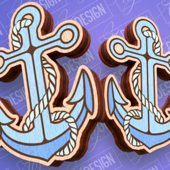 Intra απο ξύλο plywood 3mm-4mm πάχος – Ocean Stud Earrings| Αρχείο CNC Δίασταση  5x5 cm INTRAFABR-93007238 - Image 1