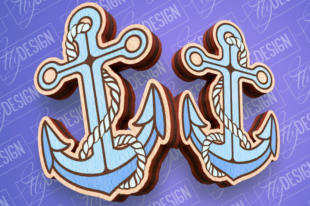 Intra απο ξύλο plywood 3mm-4mm πάχος – Ocean Stud Earrings| Αρχείο CNC Δίασταση  5x5 cm INTRAFABR-93007238