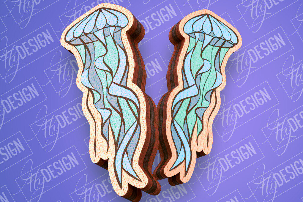 Intra απο ξύλο plywood 3mm-4mm πάχος – Ocean Stud Earrings| Αρχείο CNC Δίασταση  5x5 cm INTRAFABR-93007226