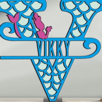 Intra απο ξύλο plywood 3mm-4mm πάχος – Δώρο λέιζερ Ocean Letter V Alphabet Δίασταση  20x20 cm INTRAFABR-122680261 - Image 1