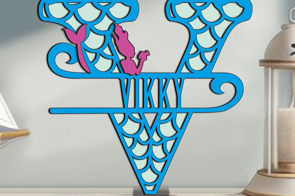 Intra απο ξύλο plywood 3mm-4mm πάχος – Δώρο λέιζερ Ocean Letter V Alphabet Δίασταση  20x20 cm INTRAFABR-122680261