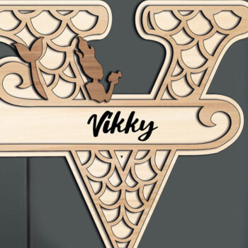 Intra απο ξύλο plywood 3mm-4mm πάχος – Δώρο λέιζερ Ocean Letter V Alphabet Δίασταση  20x20 cm INTRAFABR-122680261 - Image 2