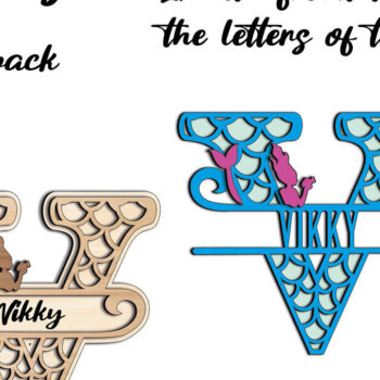 Intra απο ξύλο plywood 3mm-4mm πάχος – Δώρο λέιζερ Ocean Letter V Alphabet Δίασταση  20x20 cm INTRAFABR-122680261 - Image 3