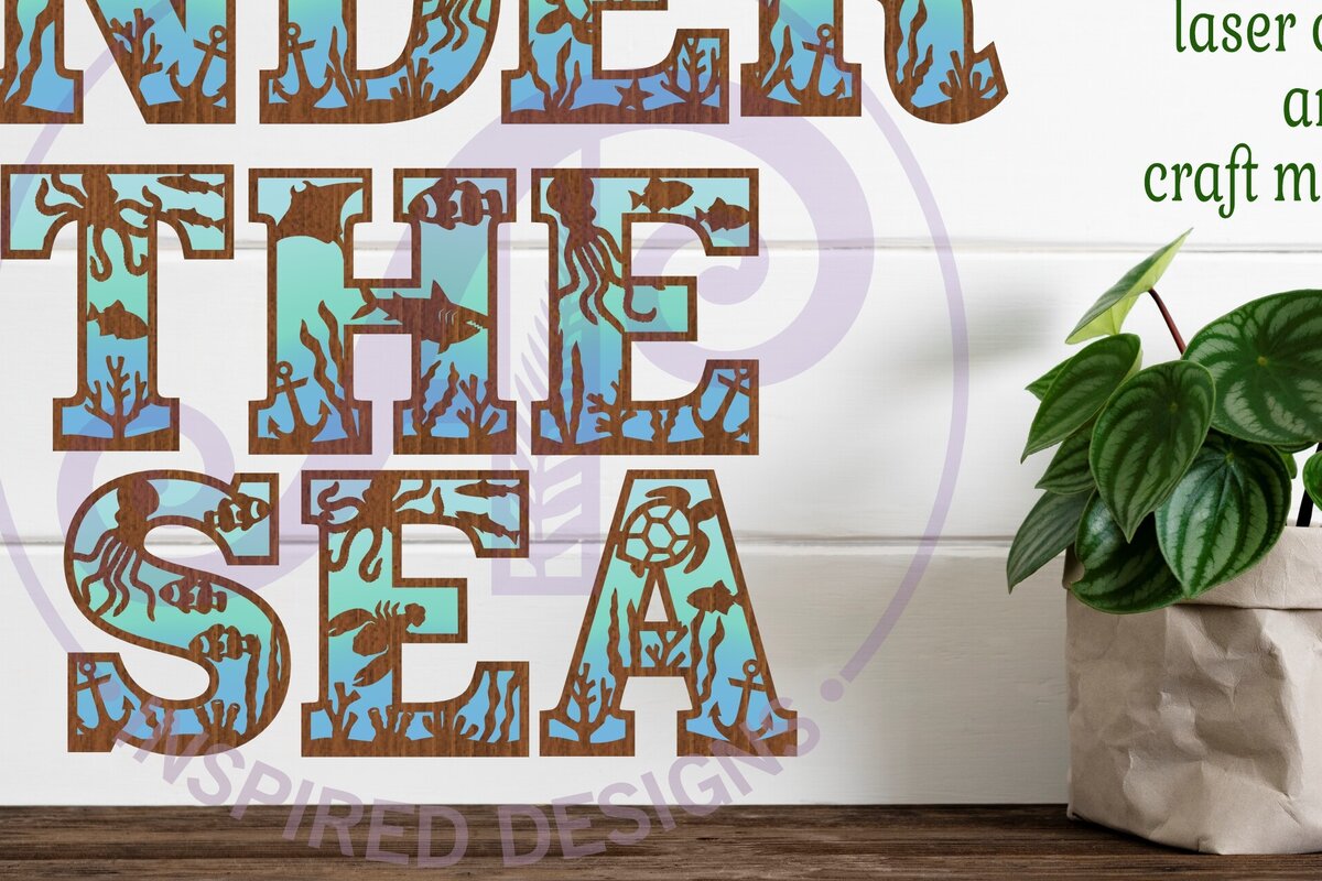 Intra απο ξύλο plywood 3mm-4mm πάχος – Ocean Underwater Theme Alphabet Setx51 Δίασταση  20x20 cm INTRAFABR-93196673