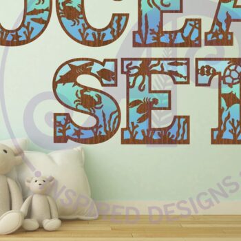 Intra απο ξύλο plywood 3mm-4mm πάχος – Ocean Underwater Theme Alphabet Setx51 Δίασταση  20x20 cm INTRAFABR-93196673 - Image 2