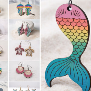 Intra απο ξύλο plywood 3mm-4mm πάχος – Πακέτο σκουλαρίκια Ocean Vibes Δίασταση  5x5 cm INTRAFABR-121578057