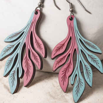 Intra απο ξύλο plywood 3mm-4mm πάχος – Πακέτο σκουλαρίκια Ocean Vibes Δίασταση  5x5 cm INTRAFABR-121578057 - Image 3