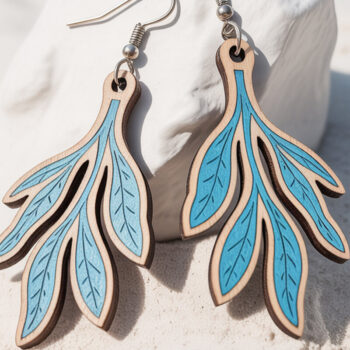 Intra απο ξύλο plywood 3mm-4mm πάχος – Πακέτο σκουλαρίκια Ocean Vibes Δίασταση  5x5 cm INTRAFABR-121578057 - Image 14