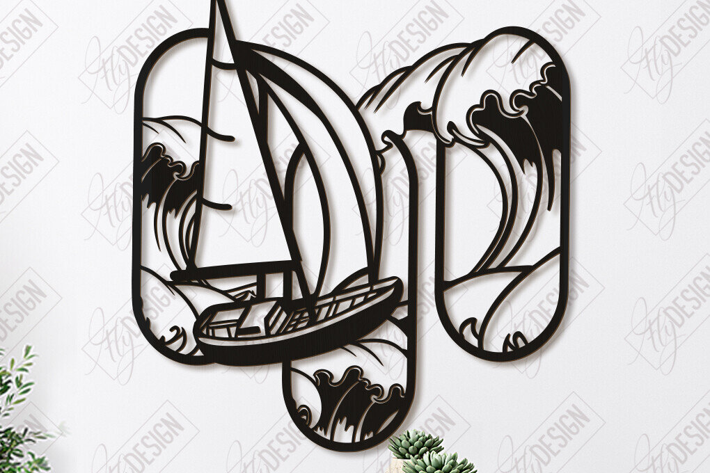 Intra απο ξύλο plywood 3mm-4mm πάχος – Ocean Wall Decor| Τέχνη τοίχου Δίασταση  40x30 cm INTRAFABR-123119199