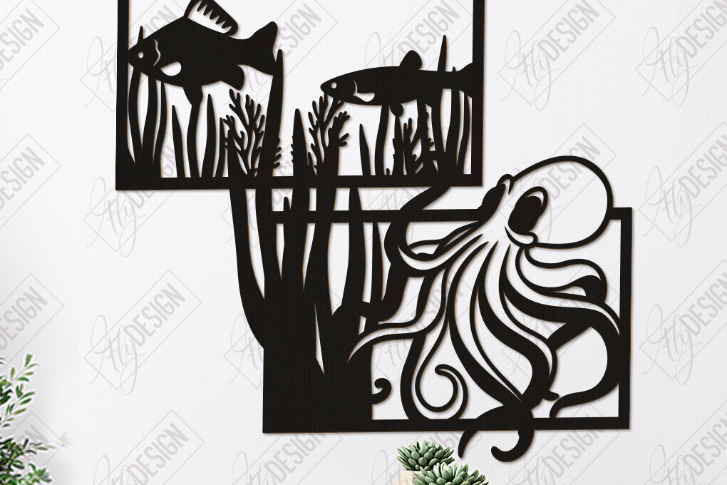 Intra απο ξύλο plywood 3mm-4mm πάχος – Ocean Wall Decor| Τέχνη τοίχου Δίασταση  40x30 cm INTRAFABR-123119198