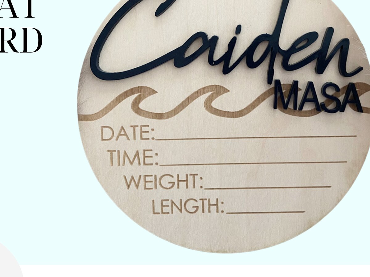 Intra απο ξύλο plywood 3mm-4mm πάχος – Ocean Wave Baby Stat Card | Ανακοίνωση Δίασταση  20x20 cm INTRAFABR-115290937