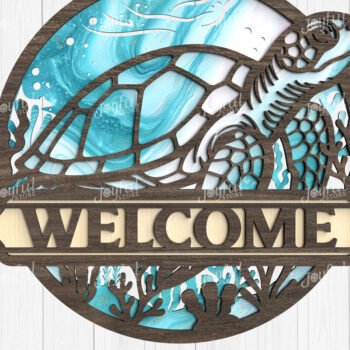 Intra απο ξύλο plywood 3mm-4mm πάχος – Ocean Welcome Sign Bundle Cut Laser Δίασταση  40x30 cm INTRAFABR-123114748 - Image 2