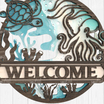 Intra απο ξύλο plywood 3mm-4mm πάχος – Ocean Welcome Sign Bundle Cut Laser Δίασταση  40x30 cm INTRAFABR-123114748 - Image 4