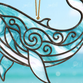 Intra απο ξύλο plywood 3mm-4mm πάχος – Ocean Whale Suncatcher Δίασταση  20x20 cm INTRAFABR-123025391 - Image 1