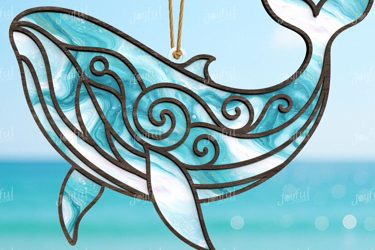 Intra απο ξύλο plywood 3mm-4mm πάχος – Ocean Whale Suncatcher Δίασταση  20x20 cm INTRAFABR-123025391